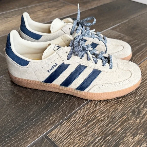 Adidas Originals Samba Kids’ Warm Vanilla/Night Indigo Gum (GS) Sneaker—K2 - Picture 6 of 14